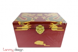 Red rectangle lacquer box hand-painted witth dragon 16*26*H14cm